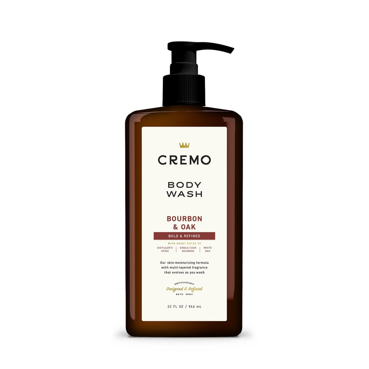 Cremo Bourbon Oak: botella con dispensador para dosis cómoda durante la ducha