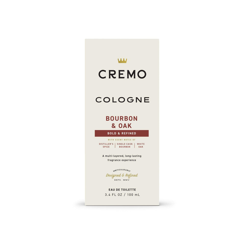 Cremo Bourbon & Oak travel-friendly spray suitable for on-the-go