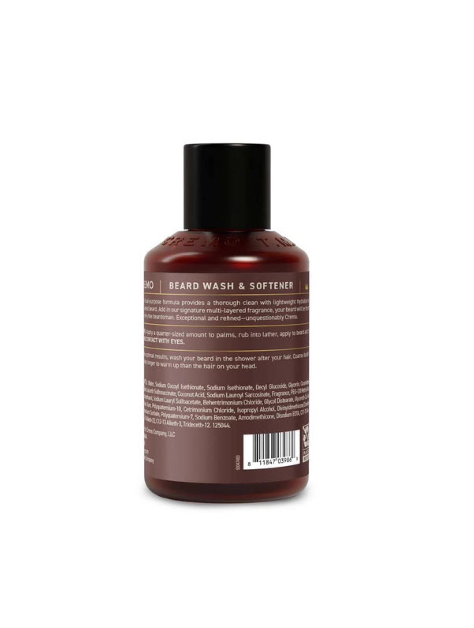 Cremo Casked Vanilla packaging close-up — premium formula for irritation-free cleaning