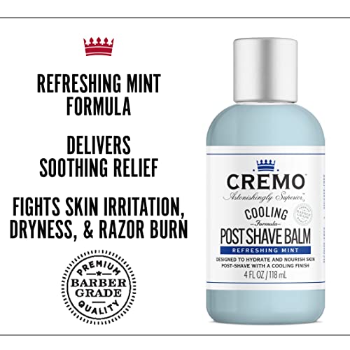 Cremo Cooling Formula Post Shave Balm applying glide for comfortable grooming