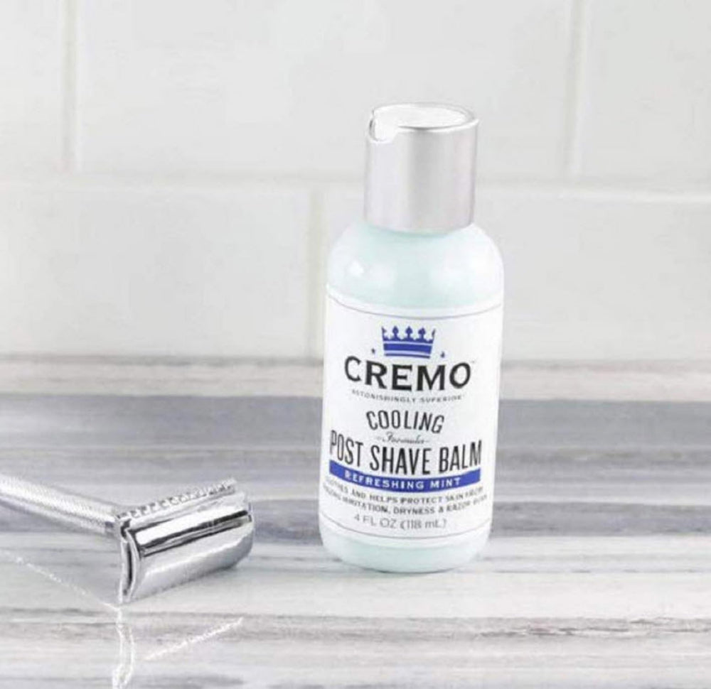 Cremo Cooling Formula Post Shave Balm mint scent enhances routine