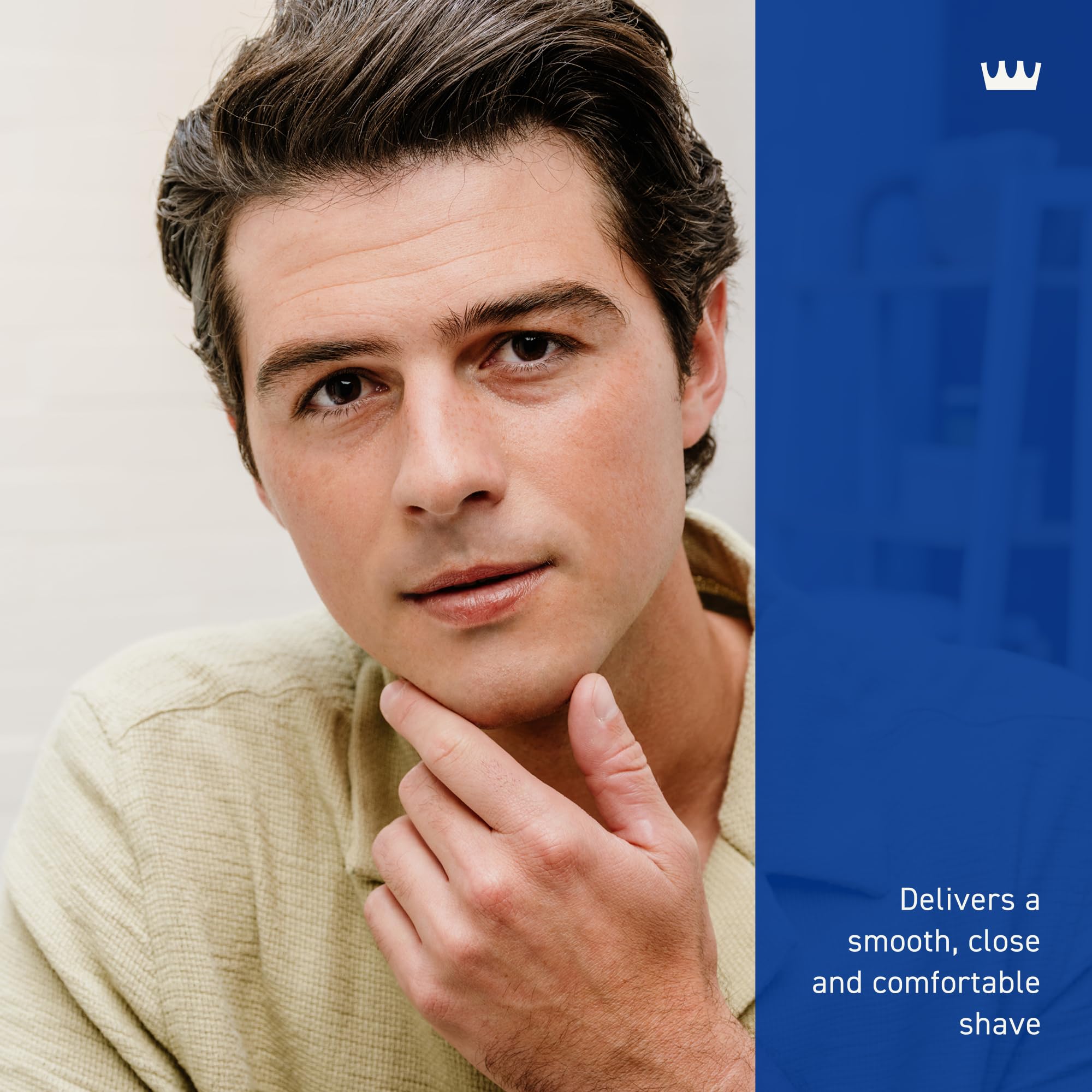 Product shows glide with razor illustrating barber-grade shave