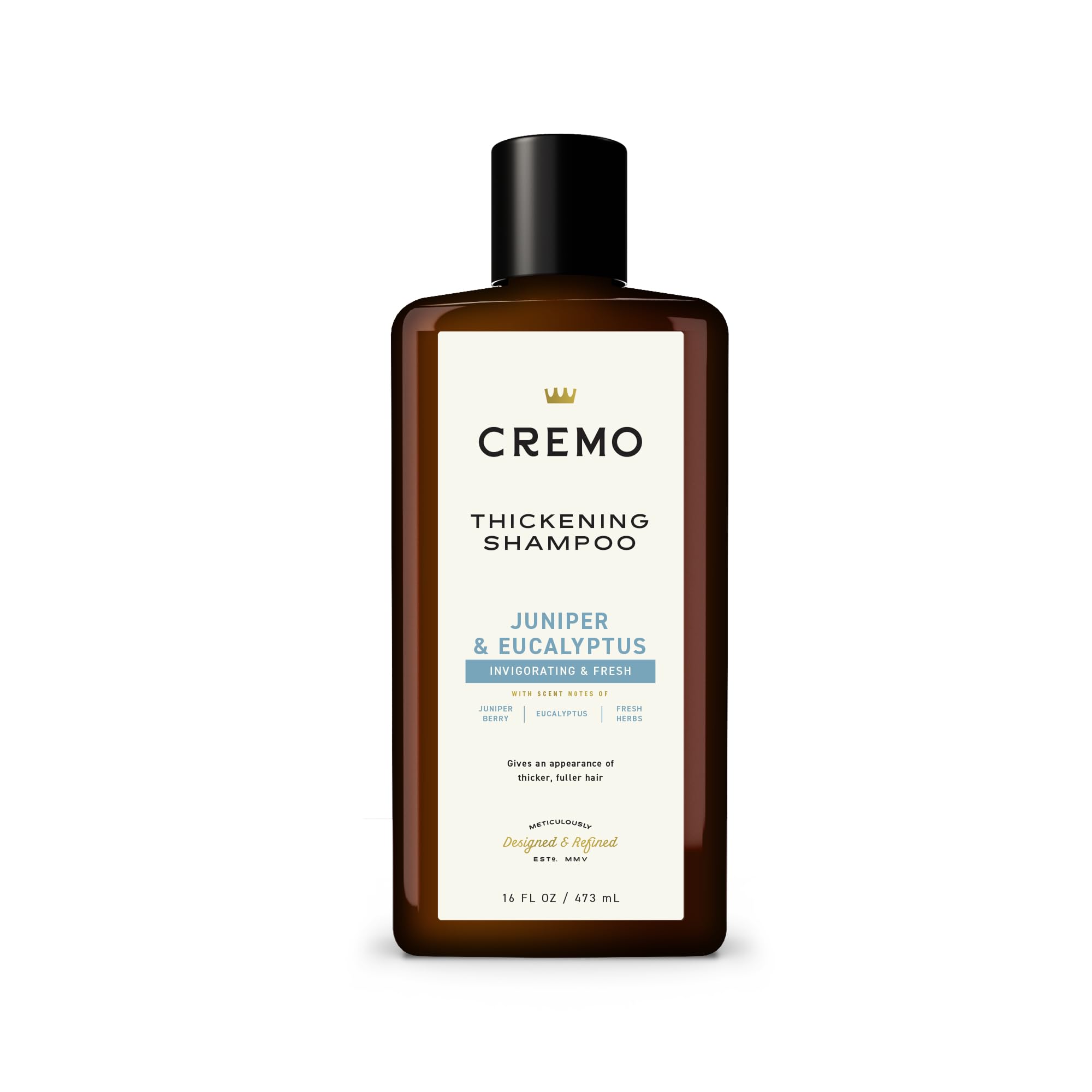 Cremo enebro eucalipto champú, botella, fragancia atractiva para uso diario.