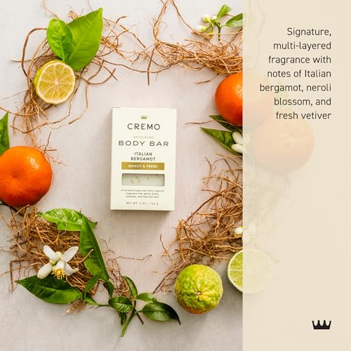 Cremo Exfoliating Body Bar lava rock exfoliation helps remove dead skin for a refreshed feel.