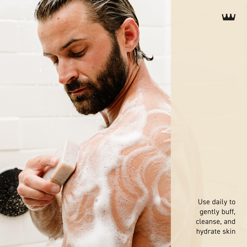 Cremo Exfoliating Body Bar neroli and vetiver scent provides a bright, long-lasting aroma.