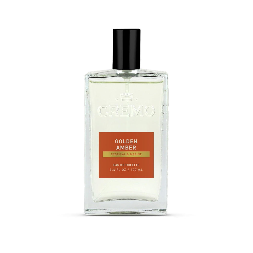 Cremo Golden Amber bottle ready for daily wear with a bright scent.