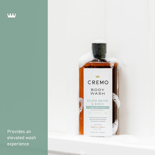 Cremo men's body wash pump bottle ideal for quick invigorating showers.
