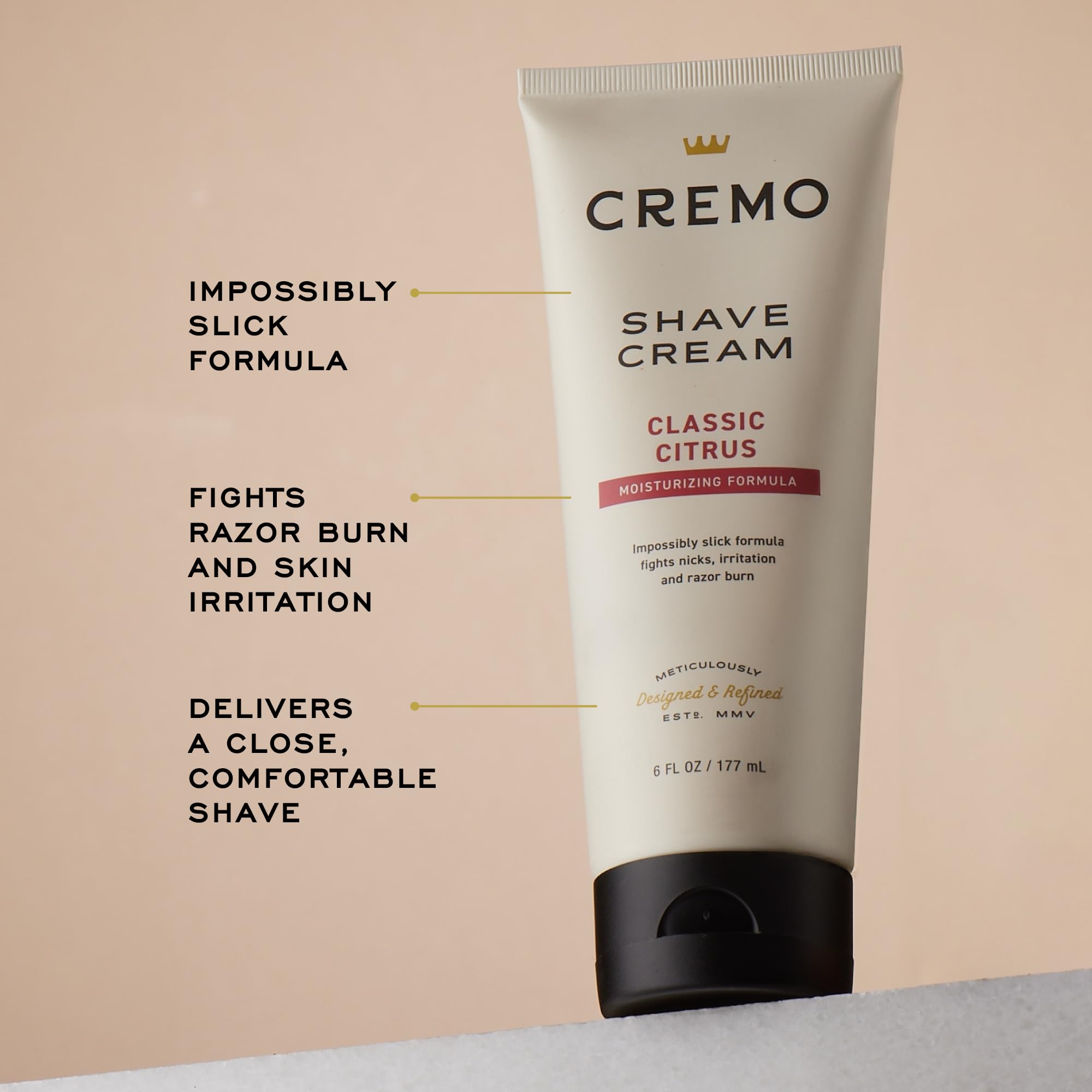 Cremo razor weighted handle close-up emphasizing balance and control