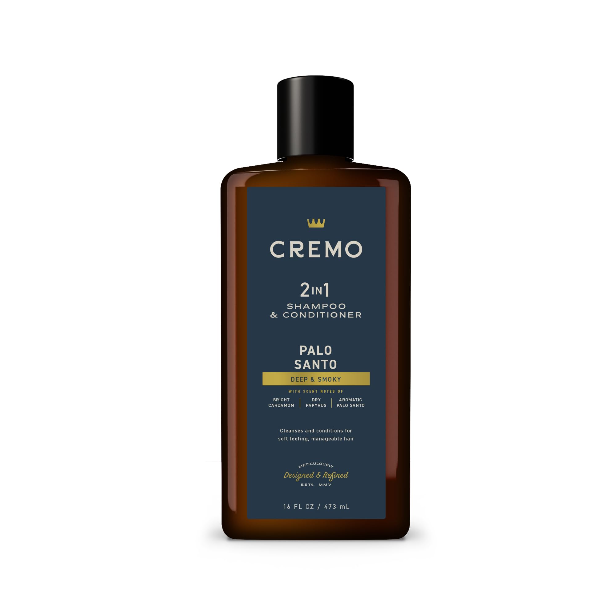 Cremo Palo Santo: botella de champú 2-en-1, ideal para cabello limpio y manejable.