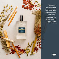 Cremo Palo Santo Cologne middle notes with papyrus create a sophisticated, enduring heart.