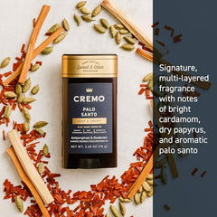 Notas de cardamomo, papiro seco y Palo Santo para una fragancia distintiva.