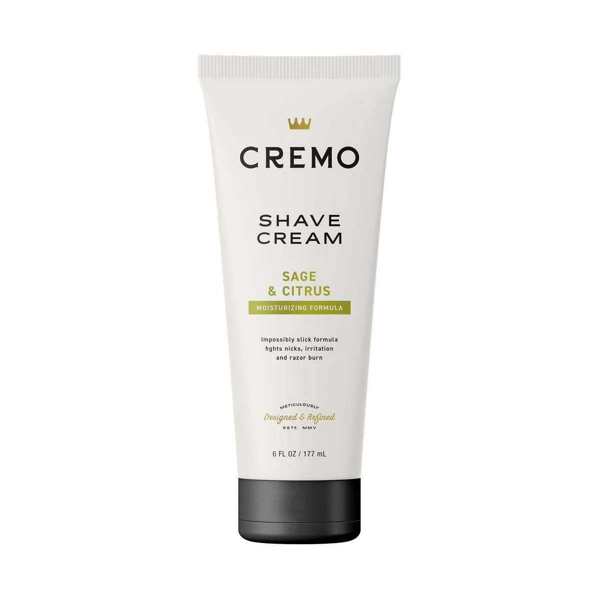 Cremo Sage & Citrus shave cream bottle for a smooth, glide-rich shave