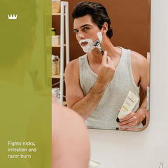 Close-up of Cremo Sage & Citrus shave cream surface indicating ultra-slick feel