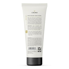 Cremo Sandalwood Shave Cream packaging box emphasizes barber-grade quality at home.