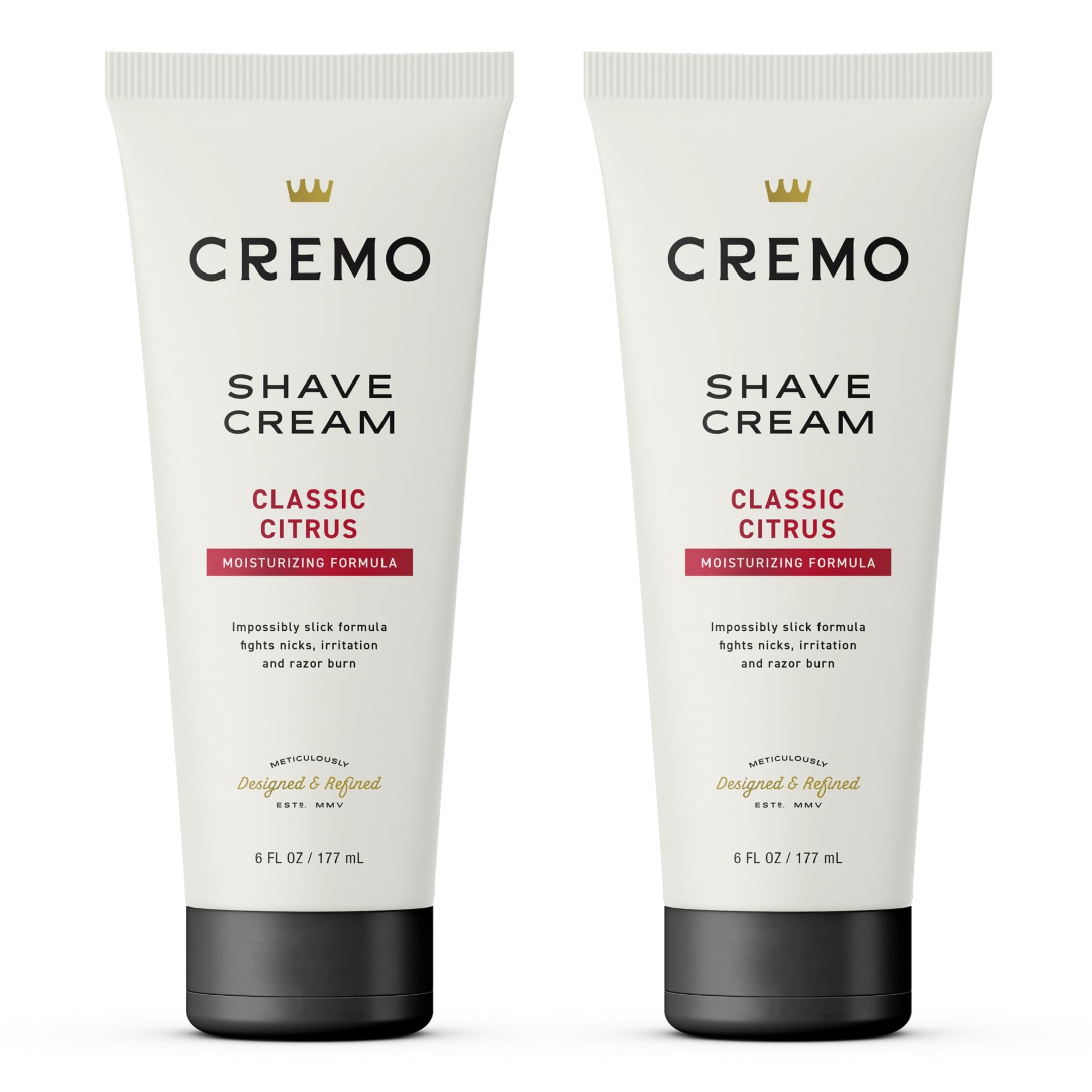 Cremo shaving cream for men 6oz tube front view showing packaging, ready to use.