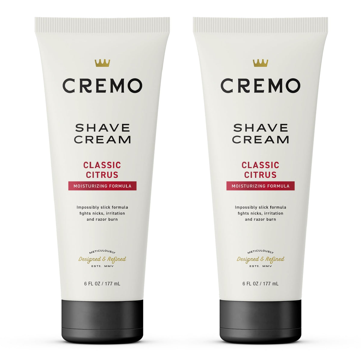 Cremo shaving cream for men 6oz tube front view showing packaging, ready to use.