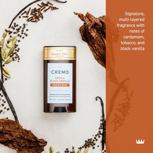 Desodorante Cremo Spice & Black Vanilla con aplicación suave sin tirones.