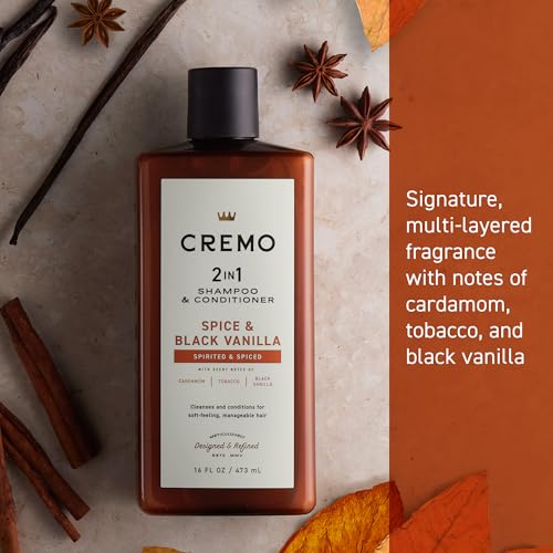 Cremo Spice & Black Vanilla bottle pour demonstrates quick lather and aroma.