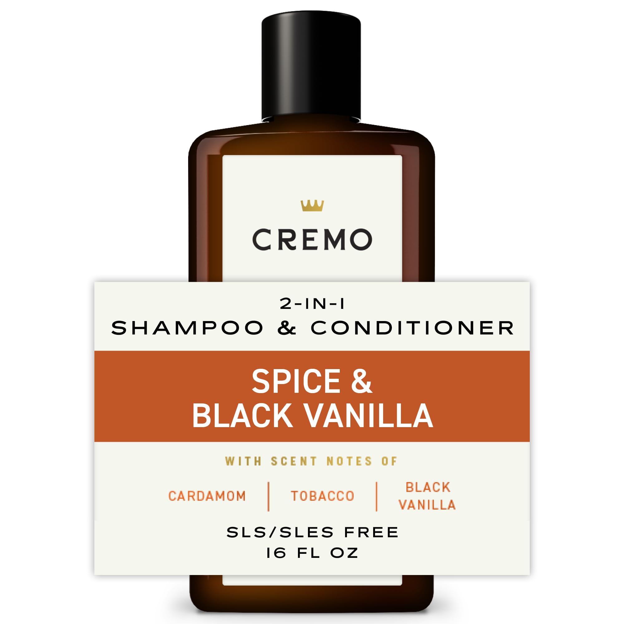 Cremo Spice & Black Vanilla fragrance notes emphasize bold layered scent.