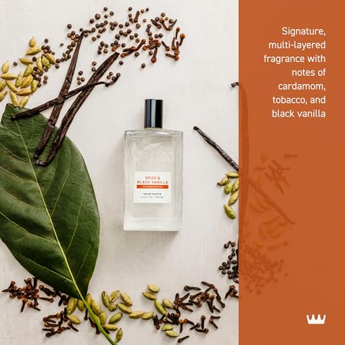 Cremo Spice & Black Vanilla spray bottle releasing lasting aroma