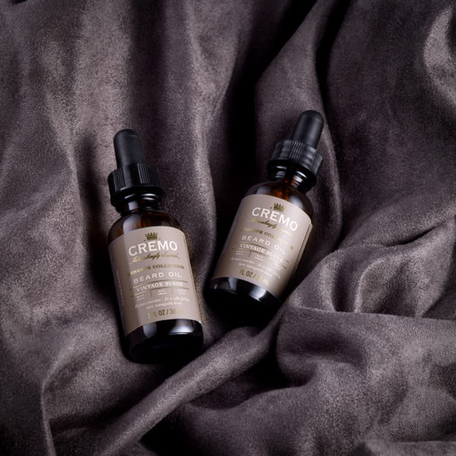 Cremo Vintage Suede after-use image showing clean beard and refreshed face aroma