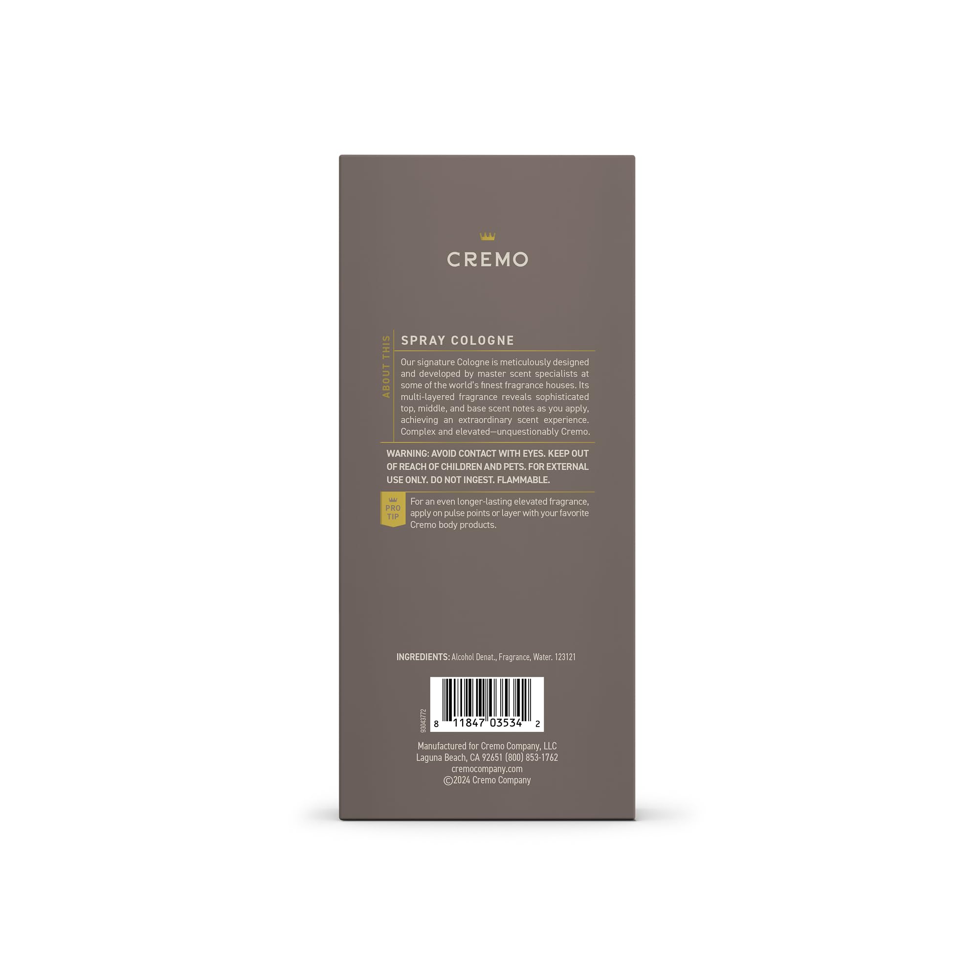 Cremo Vintage Suede display with matching body care indicates coordinated routine.
