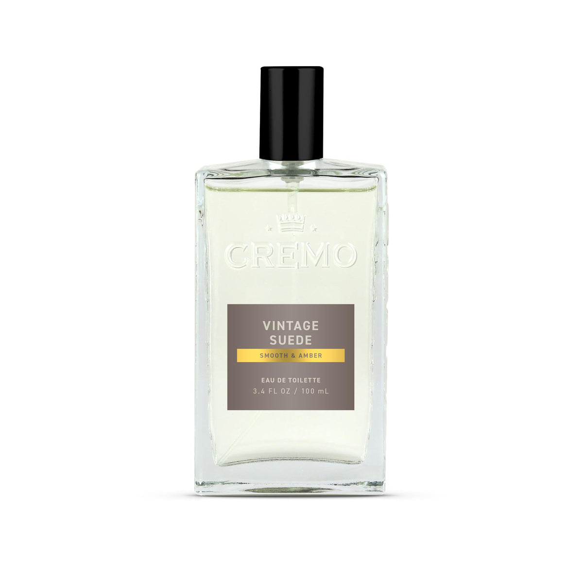 Cremo Vintage Suede bottle pour highlights layered fragrance for daily wear.