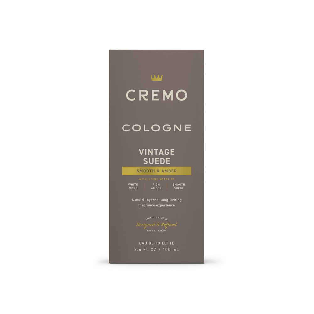 Cremo Vintage Suede visual of multi-layer notes illustrates top, middle, base.