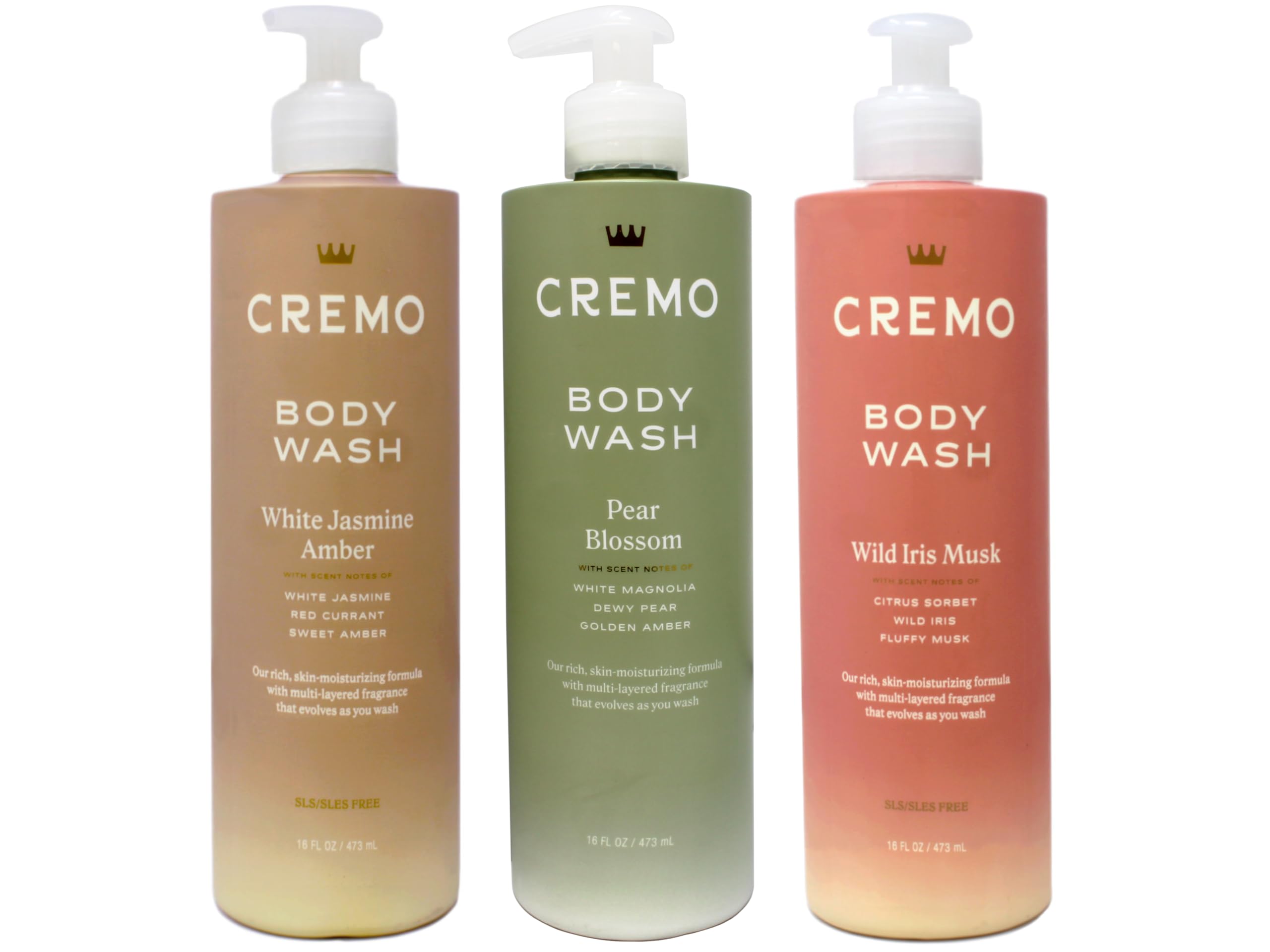 Cremo White Jasmine Amber bottle close-up, showcasing a premium scent and moisturizing formula.