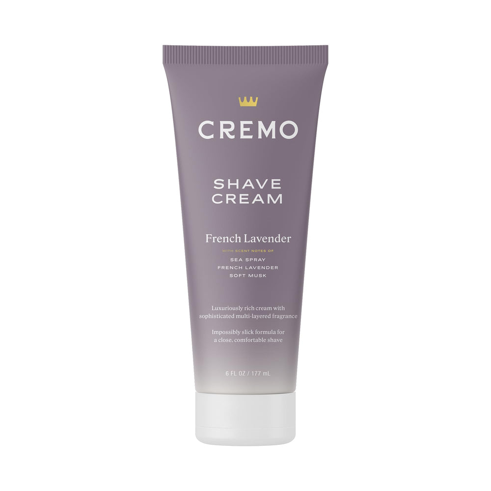 Cremo Women’s Shaving Cream bottle with lavender scent for a smooth glide.