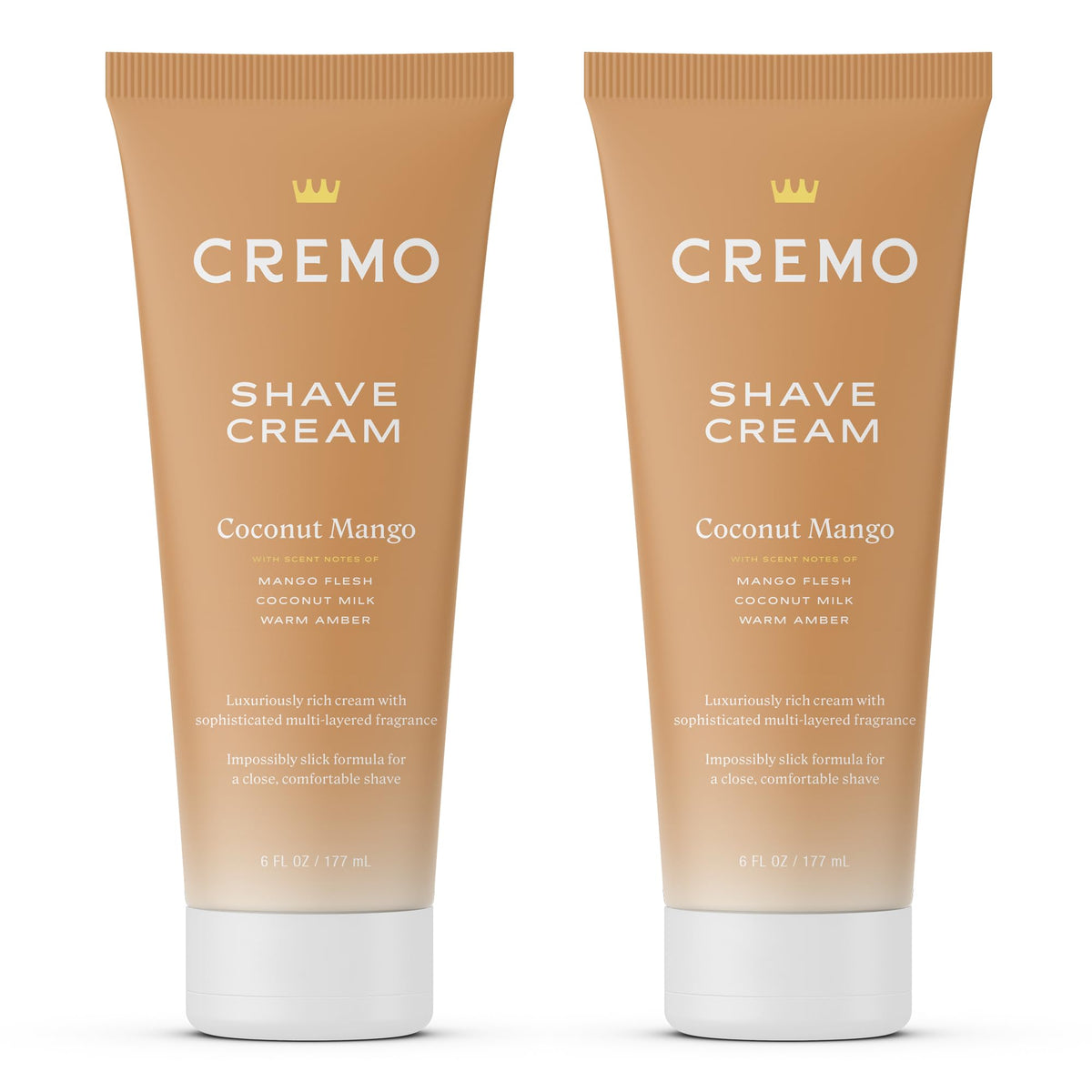 Cremo Women’s Shaving Cream bottle with coconut mango scent promotes gentle, smooth shaves.
