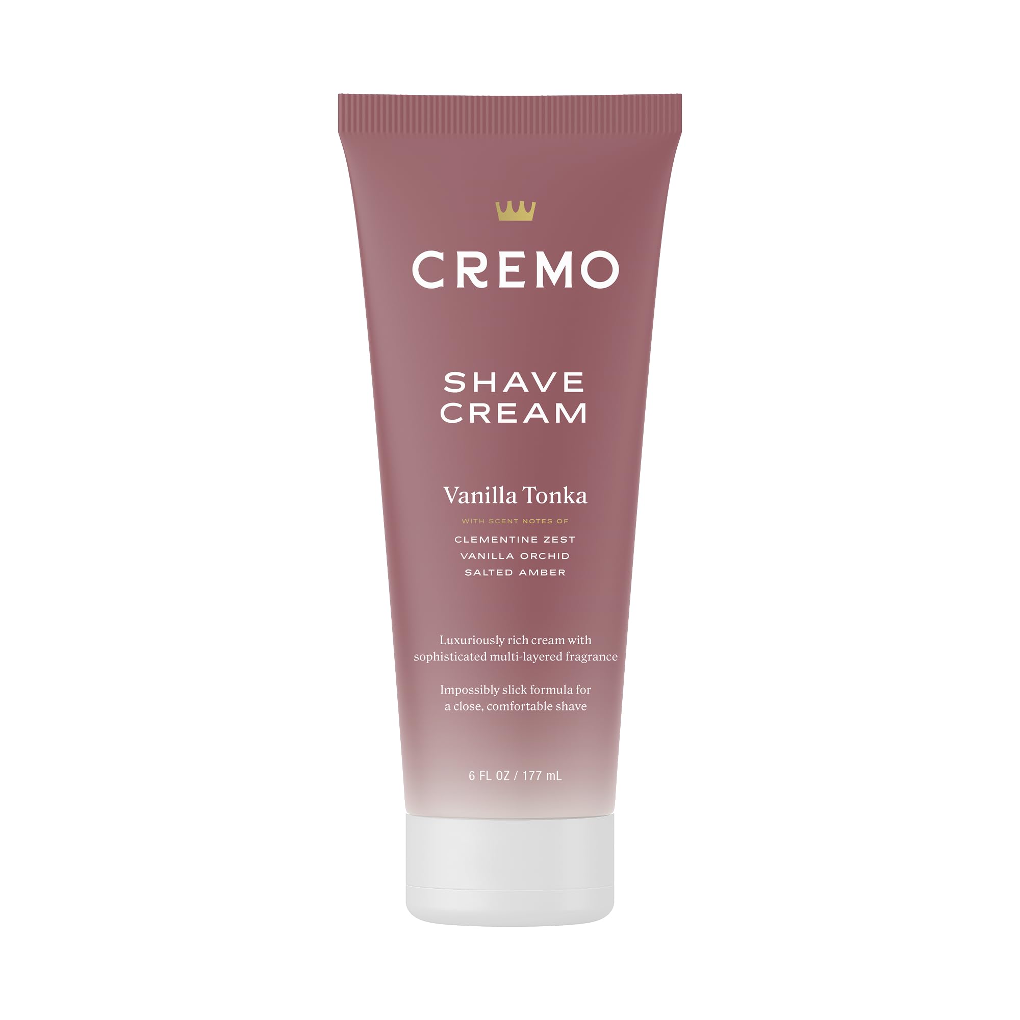 Cremo Women Shaving Cream Sensitive Skin Vanilla Tonka bottle providing a moisturizing glide for a smooth shave