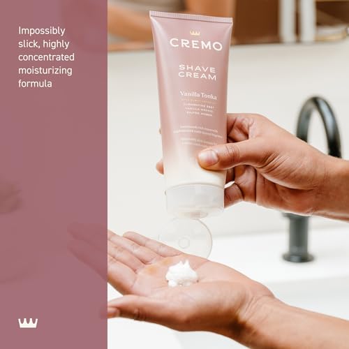 Cremo bottle with razor conveys a calmer shave with less irritation
