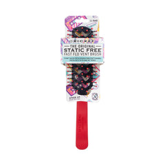 Cricket Static Free Fast Flo brush back view with ergonomic grip in So Rad Red