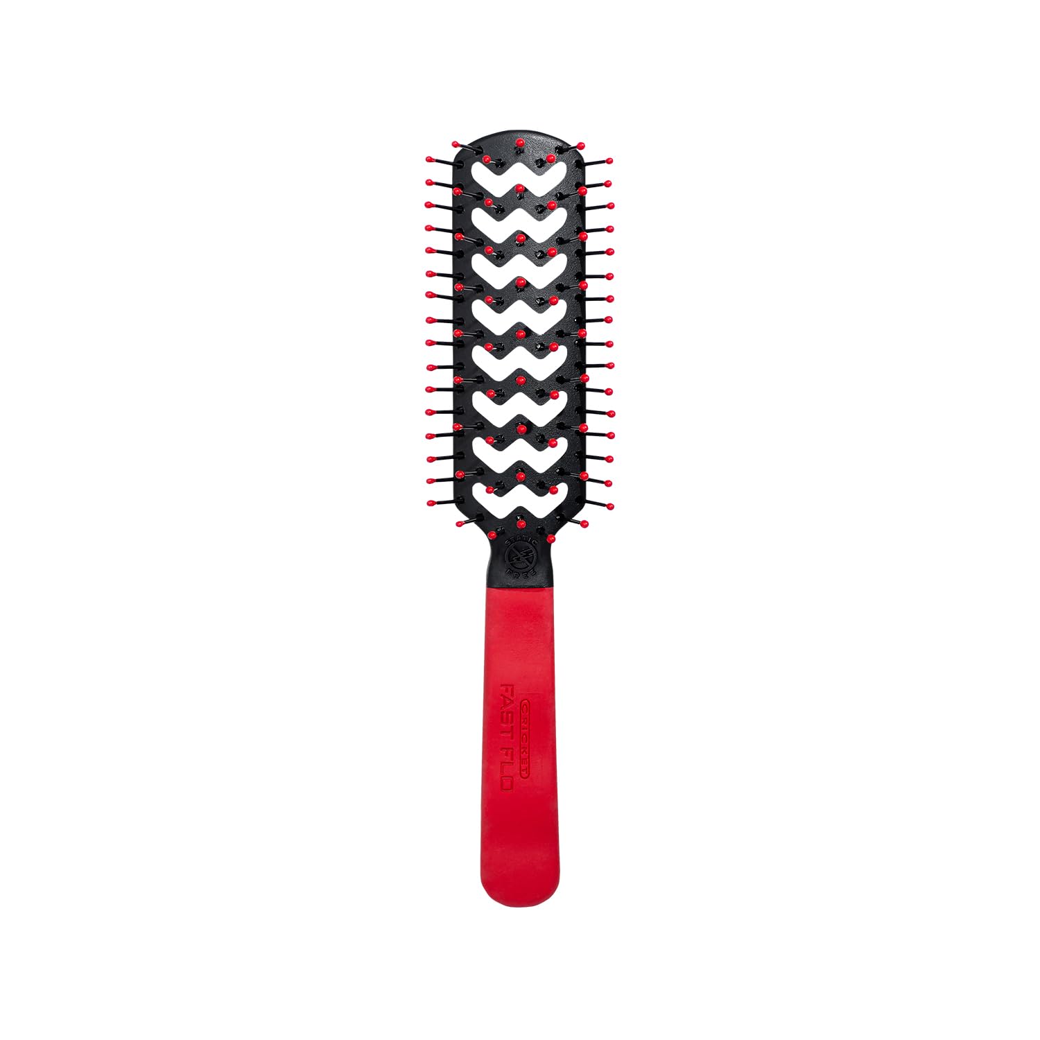 Cricket Static Free Fast Flo brush front view showing anti-static bristles for frizz control