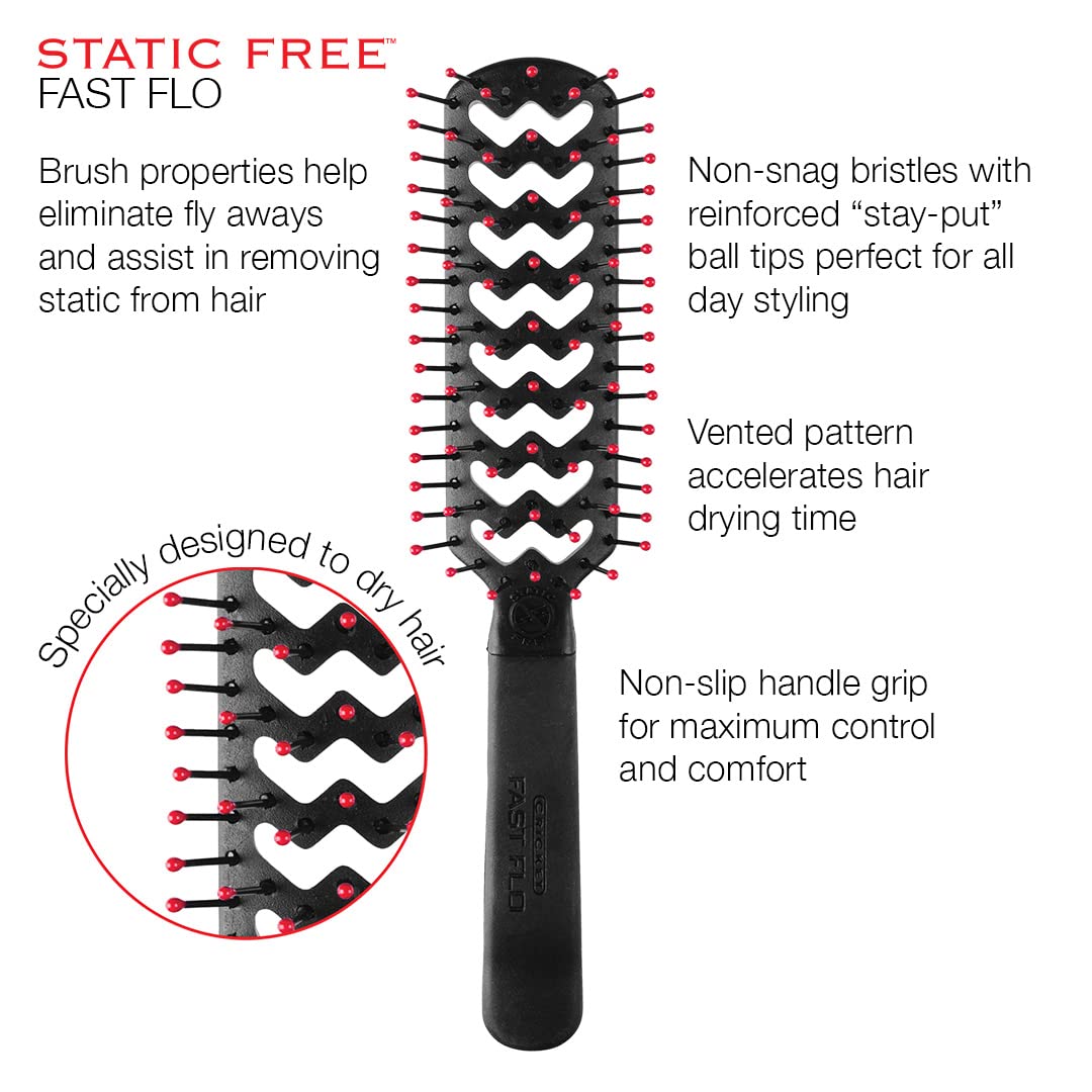 Detangling close-up shows gentle bristles gliding through wet or dry hair