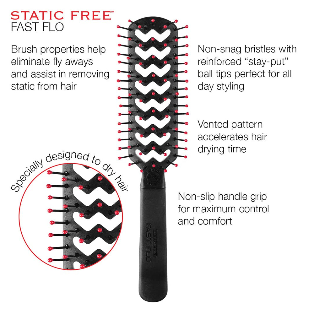 Detangling close-up shows gentle bristles gliding through wet or dry hair