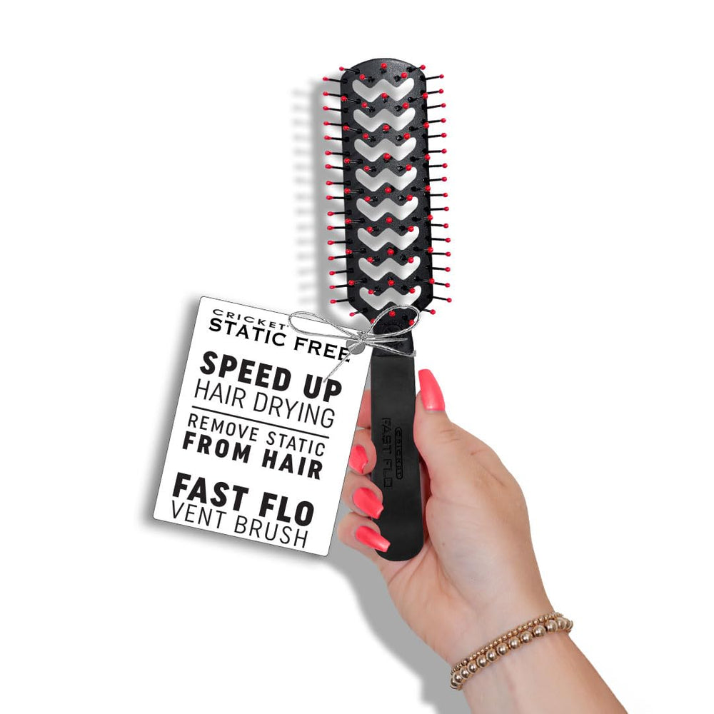 Grip and balance shown during extended blow-drying sessions with Cricket brush