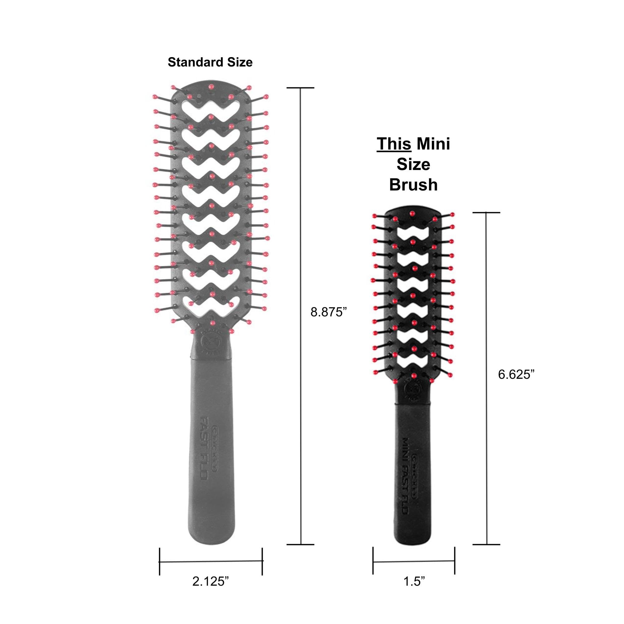 Cricket Static Free Mini Fast Flo Vent Brush in use with hairdryer for quick styling