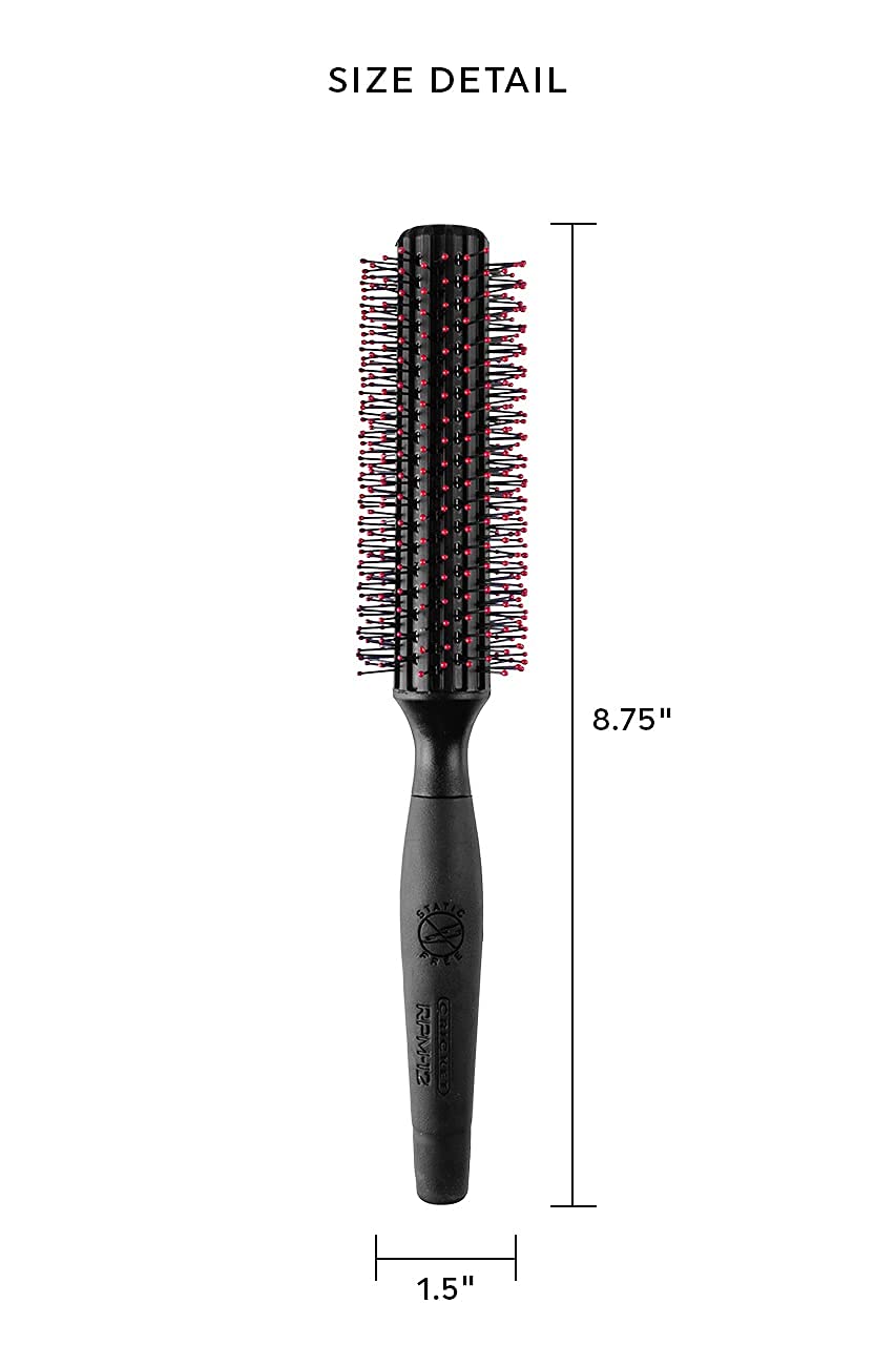 Cricket RPM 12 Round Brush with anti-static bristles reduces frizz quickly.
