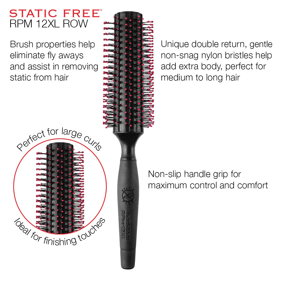 Cricket RPM 12XL round brush close-up of anti-static bristles reducing frizz