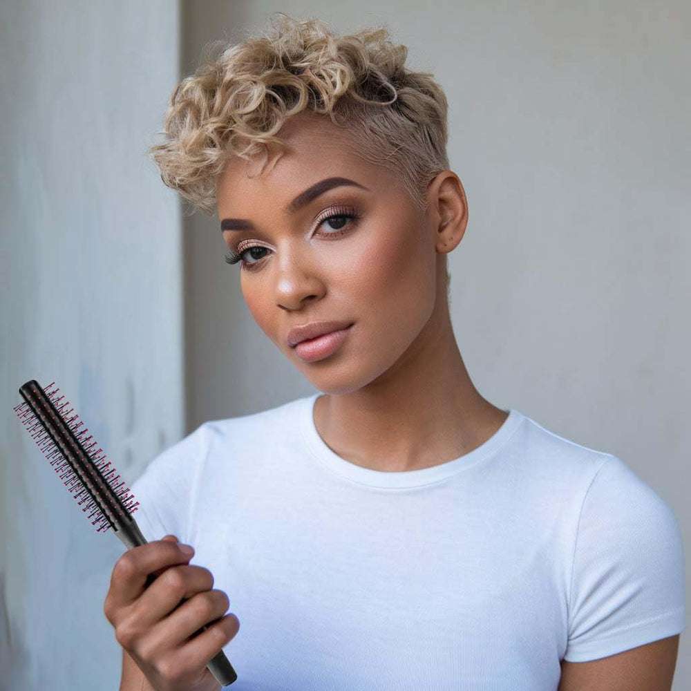 Cricket Static Free RPM 8-Row Round Brush detangling with gentle bristles for easy styling.