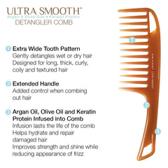 Cricket Ultra Smooth Detangler Comb on long hair for fast knot release