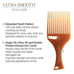 Cricket Ultra Smooth Hair Pick argan olive keratin infusion adds shine and frizz control.