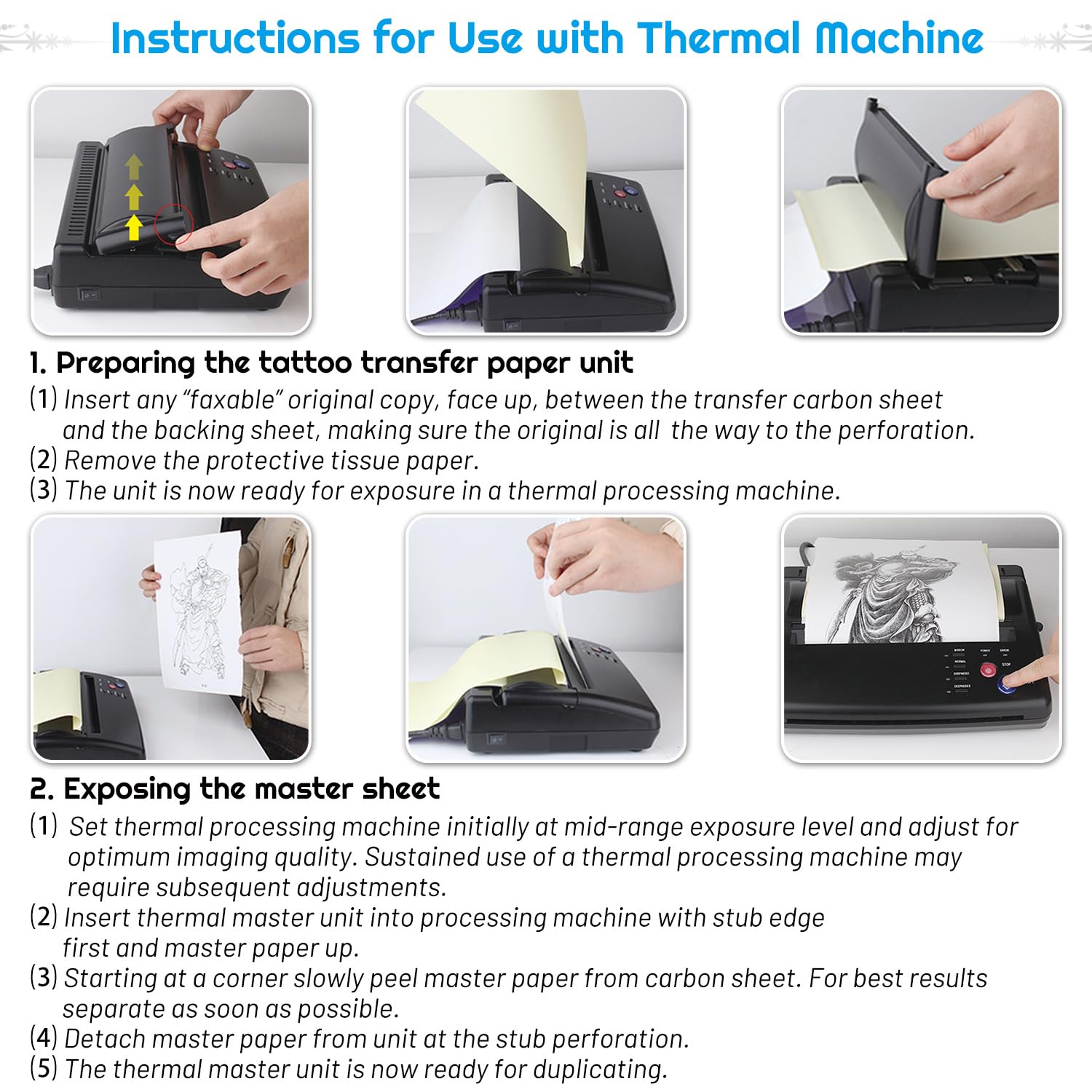 Cridoz transfer paper compatible with thermal copiers or freehand shading.