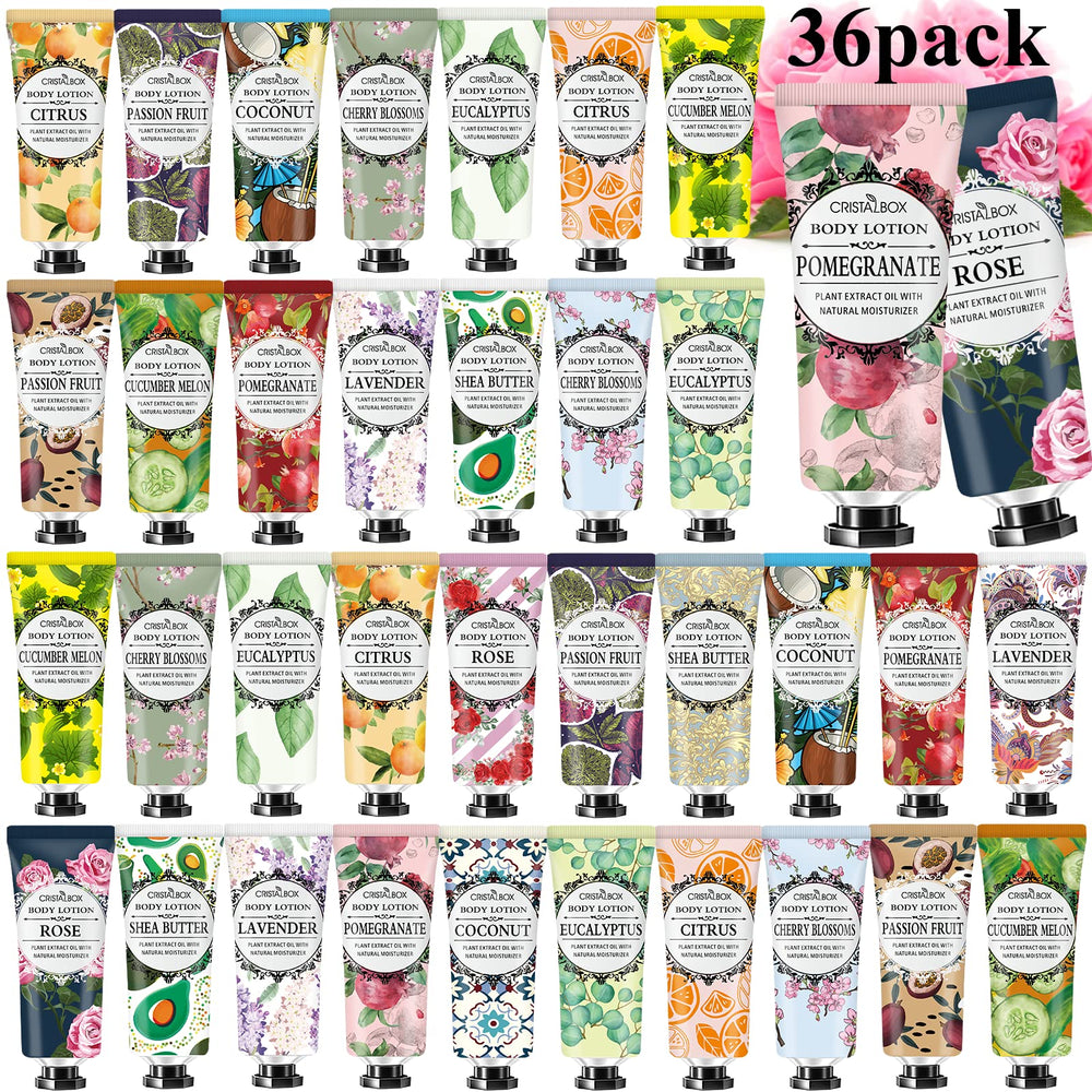 CRISTALBOX crema de cuerpo fragancias 36 pack, hidratación suave para todo el día.
