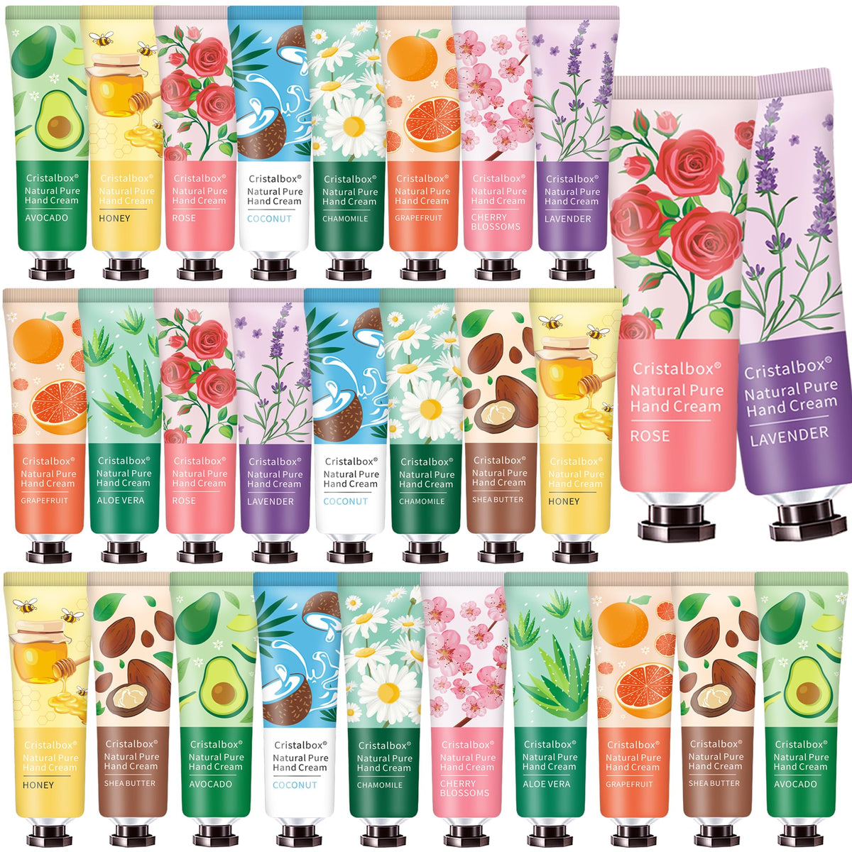 CRISTALBOX loción de manos 28 pack, envase portátil para viaje, hidratación ligera