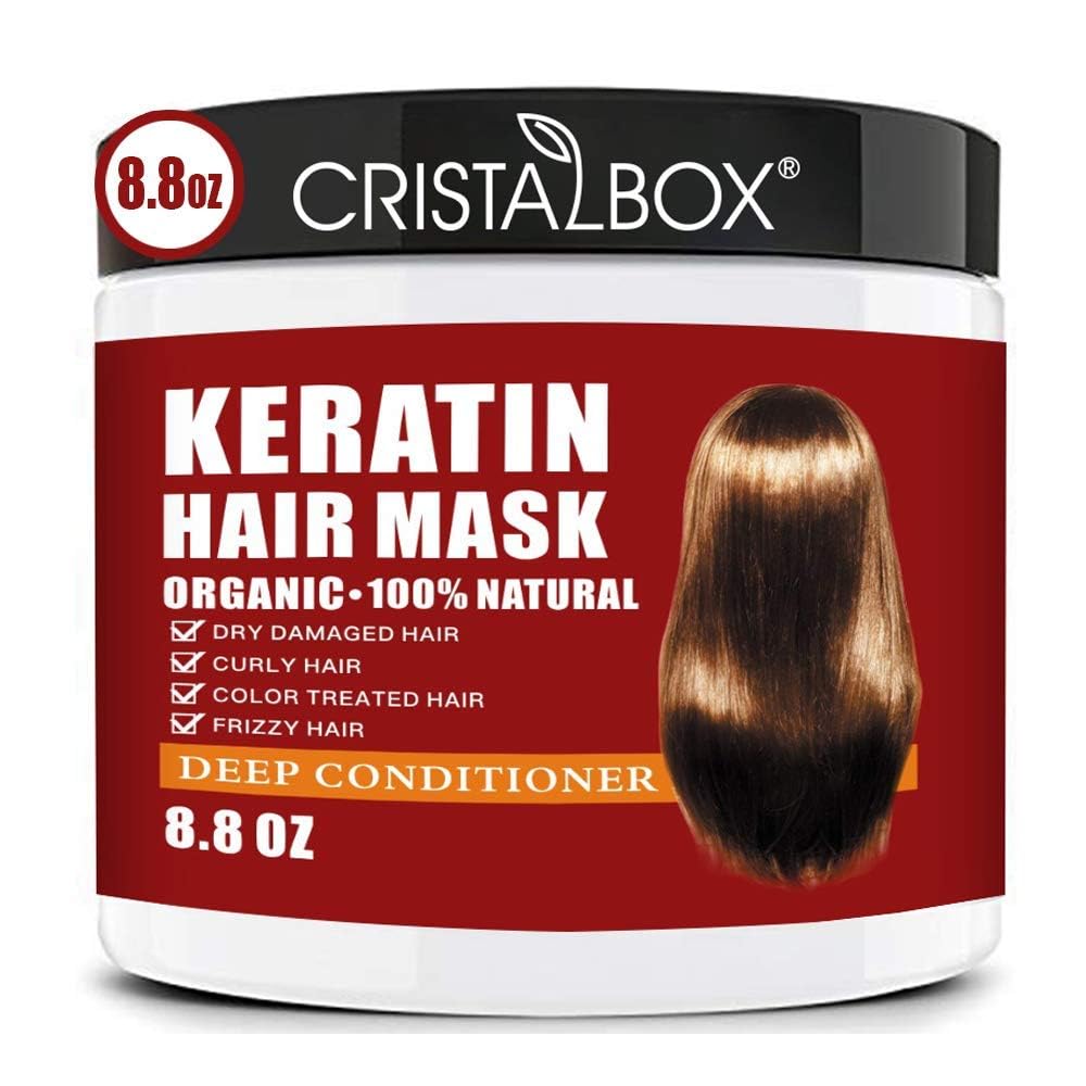 CRISTALBOX mascarilla keratina 250g para cabello seco, reparación profunda y brillo