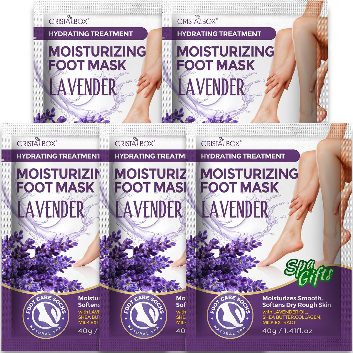 CRISTALBOX mascarilla-pie hidratante para pies secos y agrietados, suaviza la piel con uso regular