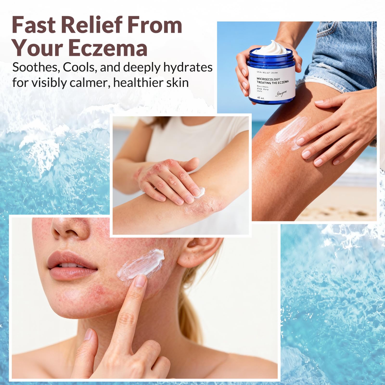 Crogooe crema eczema con musgo de mar, uso diario para piel sensible.